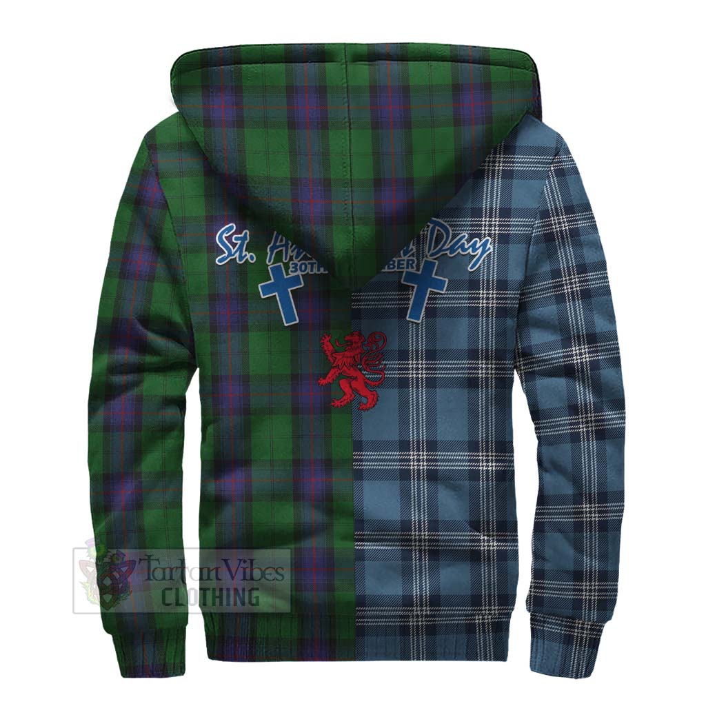 Tartan Vibes Clothing Armstrong Tartan Sherpa Hoodie Happy St. Andrew's Day Half Tartan Style