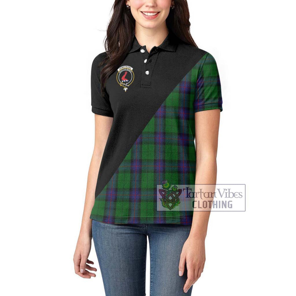 Armstrong Tartan Women's Polo Shirt with Family Crest and Military Logo Style - Tartanvibesclothing Shop