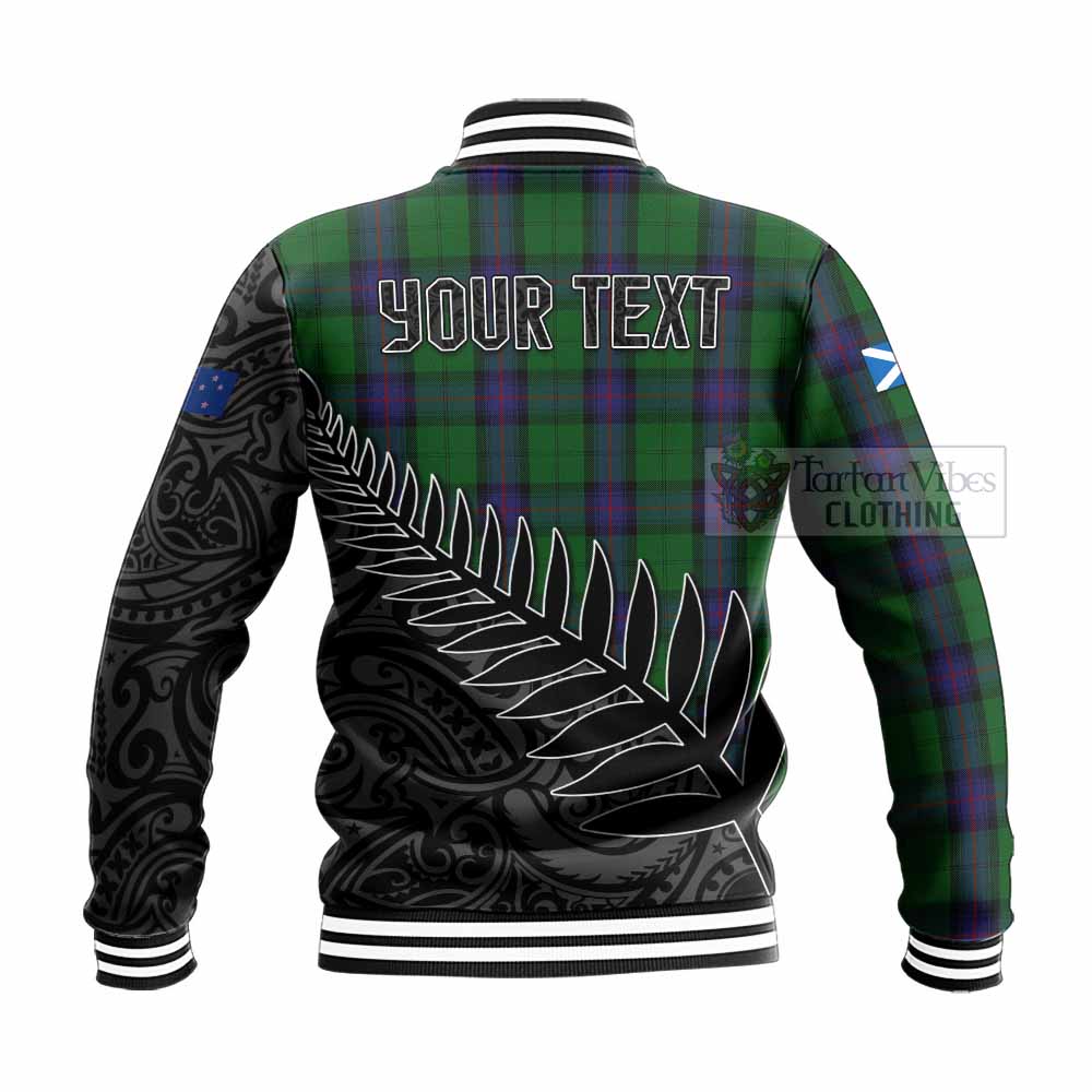 Tartan Vibes Clothing Armstrong Crest Tartan Baseball Jacket with New Zealand Silver Fern Half Style