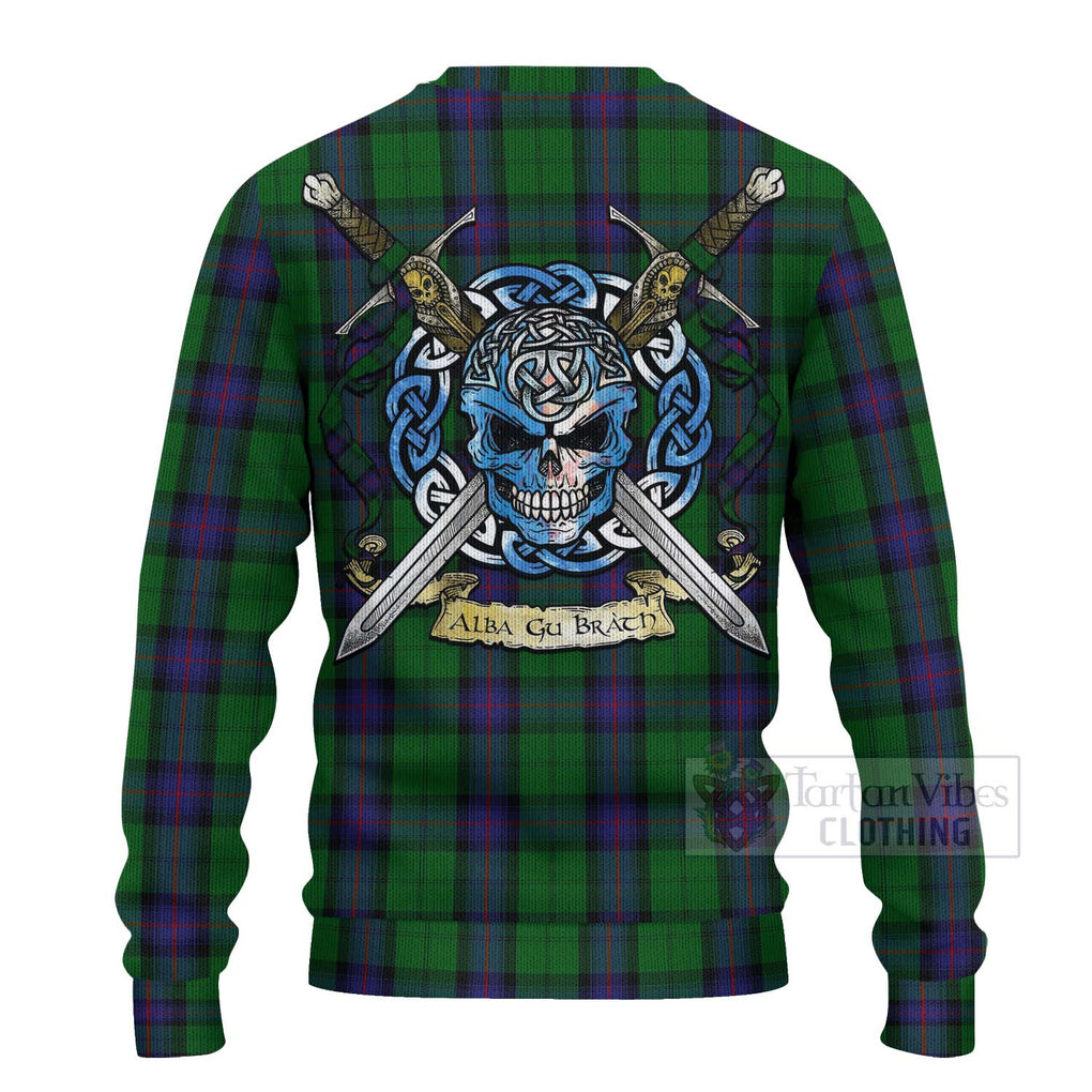 Armstrong Tartan Ugly Sweater with Family Crest Celtic Skull Style - Tartan Vibes Clothing
