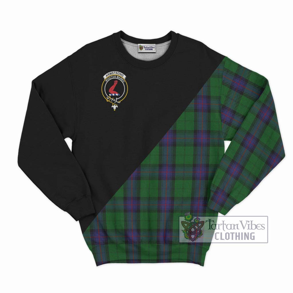 Armstrong Tartan Sweatshirt with Family Crest and Military Logo Style - Tartanvibesclothing Shop