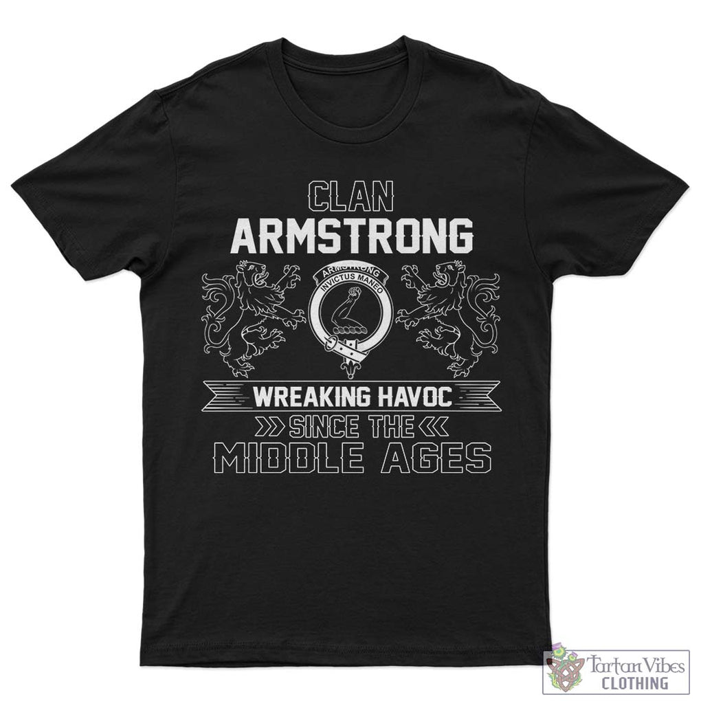 Armstrong Family Crest 2D Cotton Men's T-Shirt Wreaking Havoc Style Sapphire - 2D-tartanvibesclothing