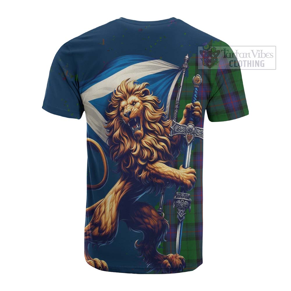 Tartan Vibes Clothing Armstrong Tartan Family Crest Cotton T-shirt with Scottish Majestic Lion