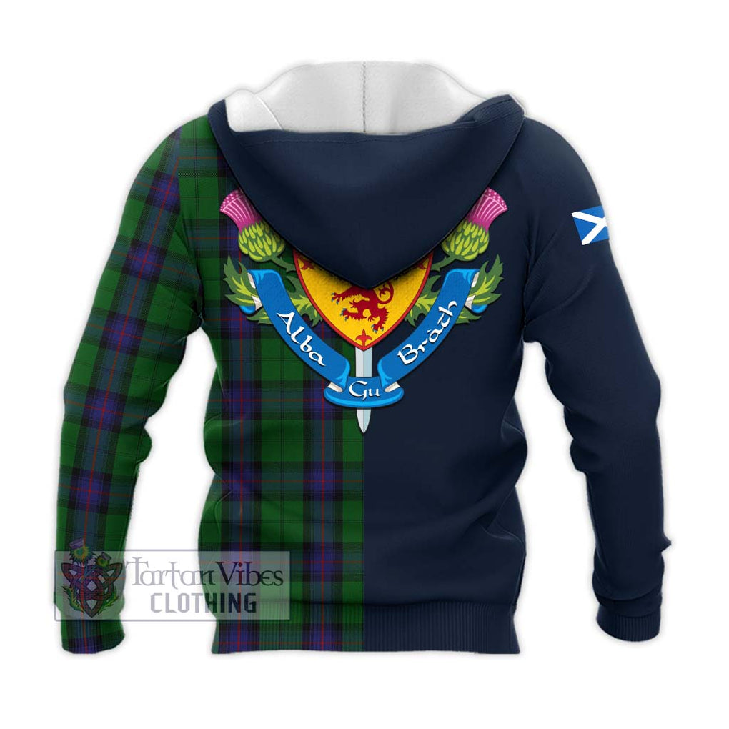 Tartan Vibes Clothing Armstrong Tartan Knitted Hoodie with Scottish Lion Royal Arm Half Style