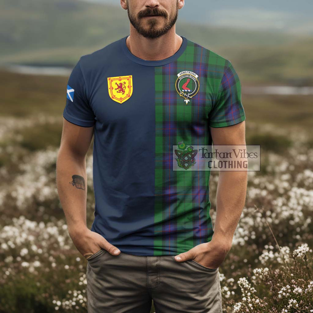 Tartan Vibes Clothing Armstrong Tartan T-Shirt Alba with Scottish Lion Royal Arm Half Style