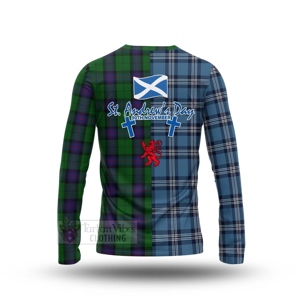 Tartan Vibes Clothing Armstrong Tartan Long Sleeve T-Shirt Happy St. Andrew's Day Half Tartan Style