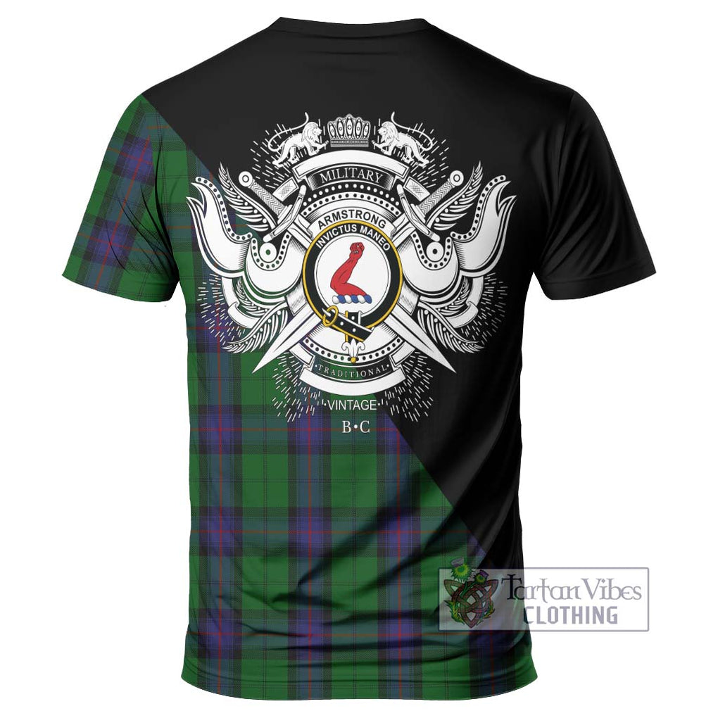 Armstrong Tartan T-Shirt with Family Crest and Military Logo Style - Tartanvibesclothing Shop