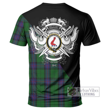 Armstrong Tartan T-Shirt with Family Crest and Military Logo Style