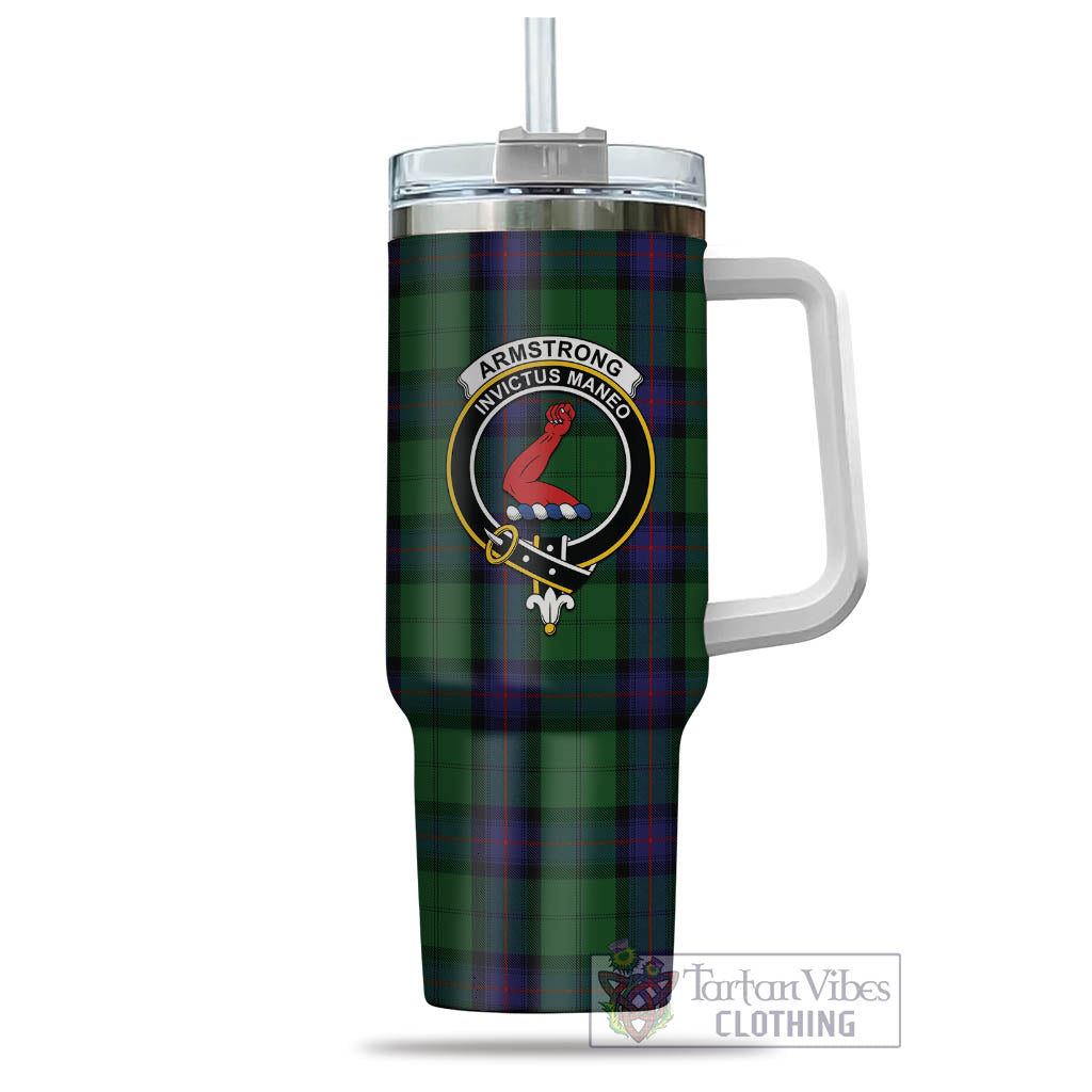 Tartan Vibes Clothing Armstrong Tartan and Family Crest Tumbler with Handle