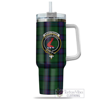 Armstrong Tartan Tumbler with Handle with Family Crest