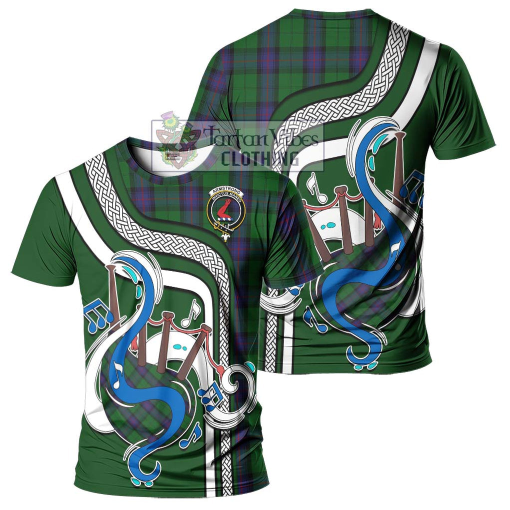 Armstrong Tartan T-Shirt with Epic Bagpipe Style - Tartanvibesclothing Shop