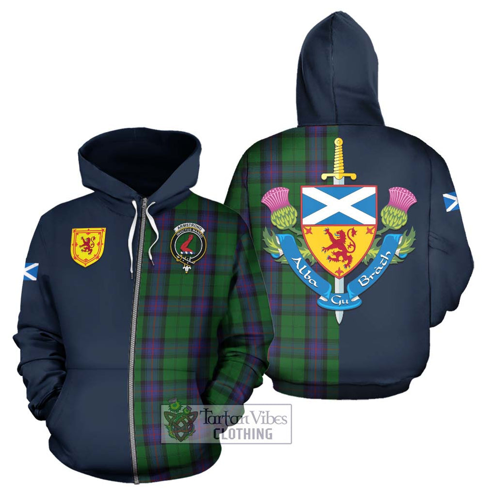 Tartan Vibes Clothing Armstrong Tartan Hoodie with Scottish Lion Royal Arm Half Style