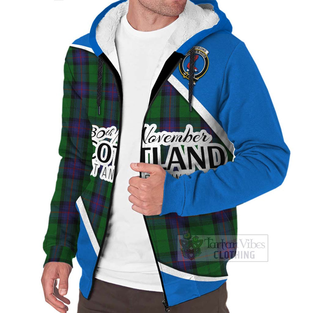 Tartan Vibes Clothing Armstrong Family Crest Tartan Sherpa Hoodie Celebrate Saint Andrew's Day in Style