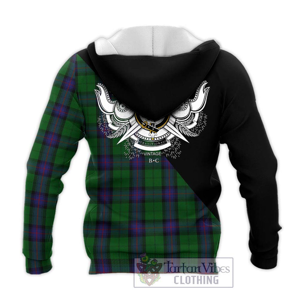 Armstrong Tartan Knitted Hoodie with Family Crest and Military Logo Style - Tartanvibesclothing Shop