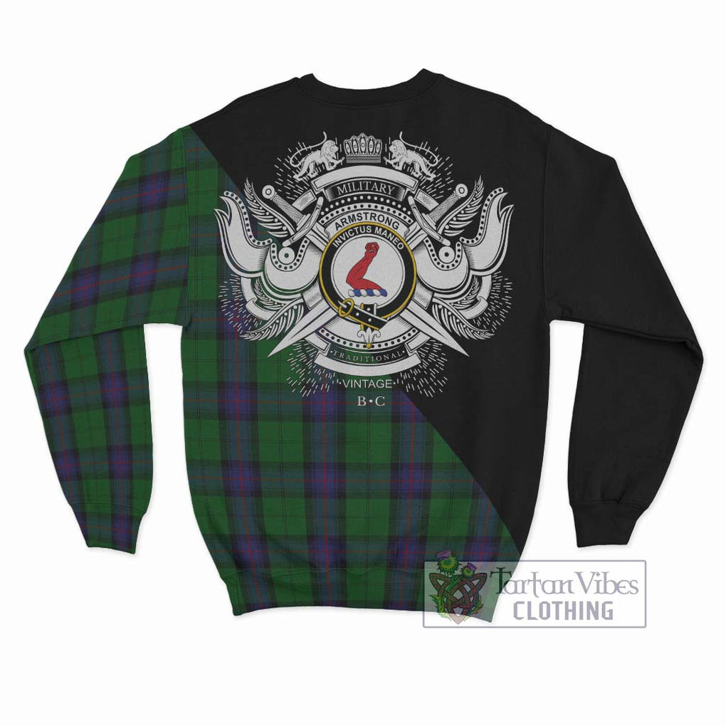 Armstrong Tartan Sweatshirt with Family Crest and Military Logo Style - Tartanvibesclothing Shop