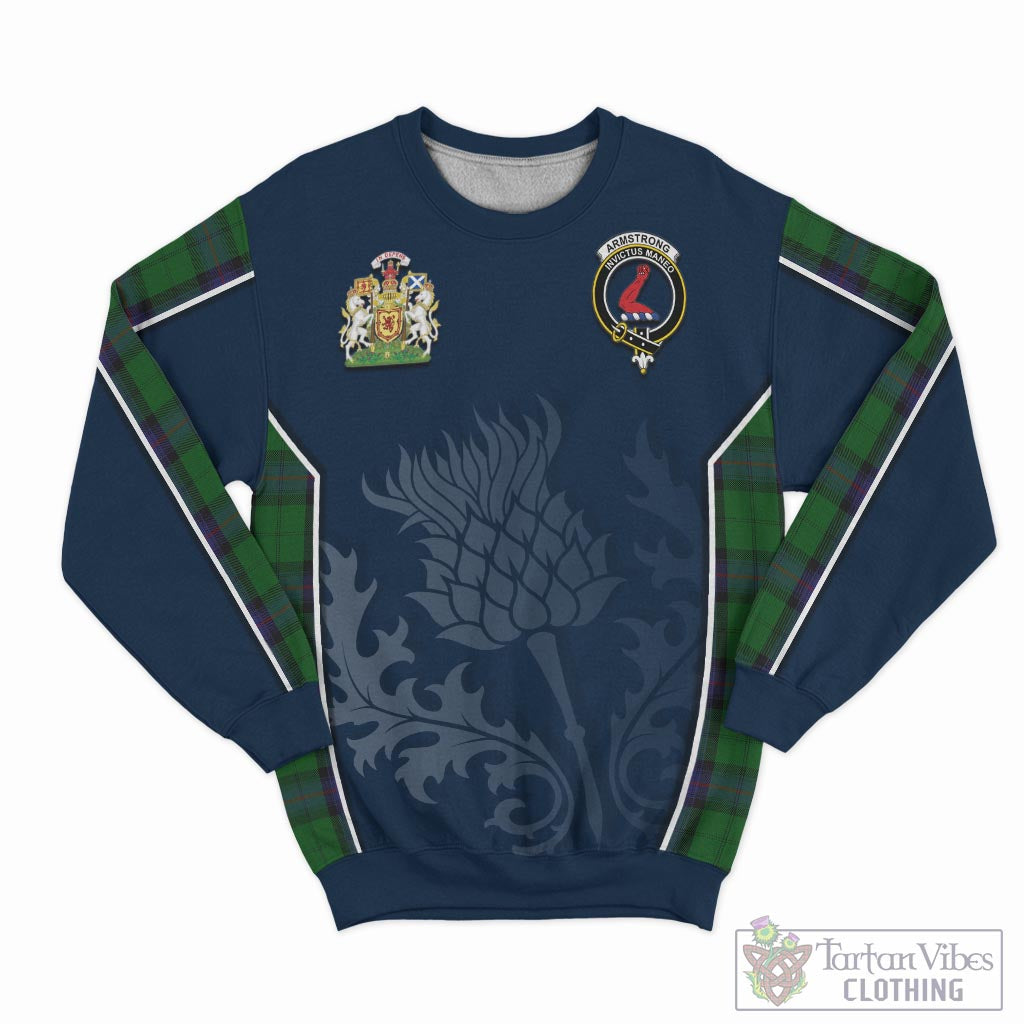 Tartan Vibes Clothing Armstrong Tartan Sweatshirt with Family Crest and Scottish Thistle Vibes Sport Style