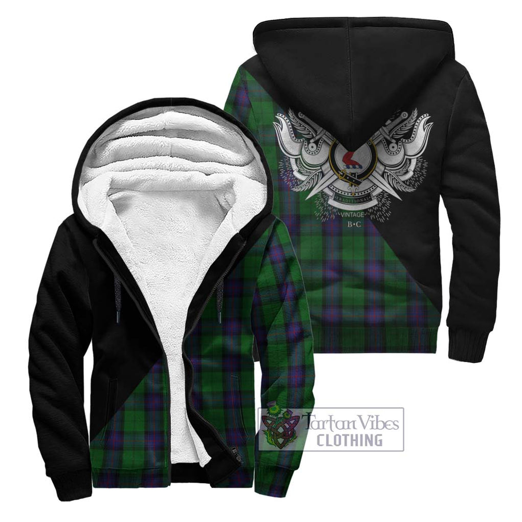 Armstrong Tartan Sherpa Hoodie with Family Crest and Military Logo Style Unisex - Tartanvibesclothing Shop