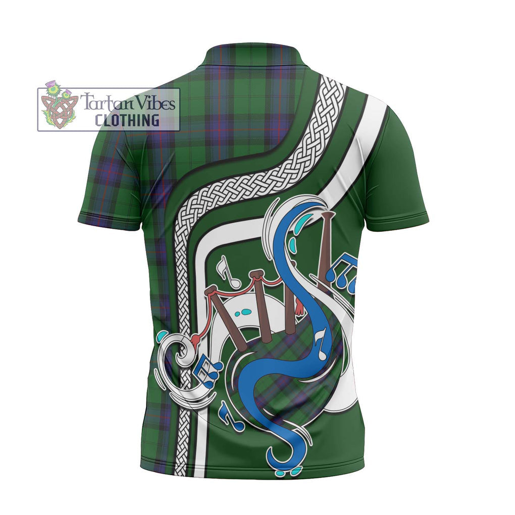 Armstrong Tartan Zipper Polo Shirt with Epic Bagpipe Style - Tartanvibesclothing Shop