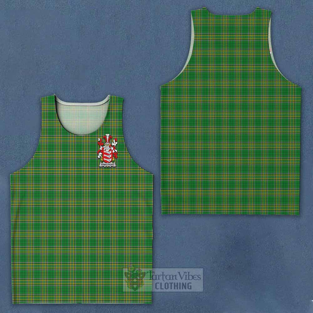 Tartan Vibes Clothing Armstrong Irish Clan Tartan Men's Tank Top with Coat of Arms