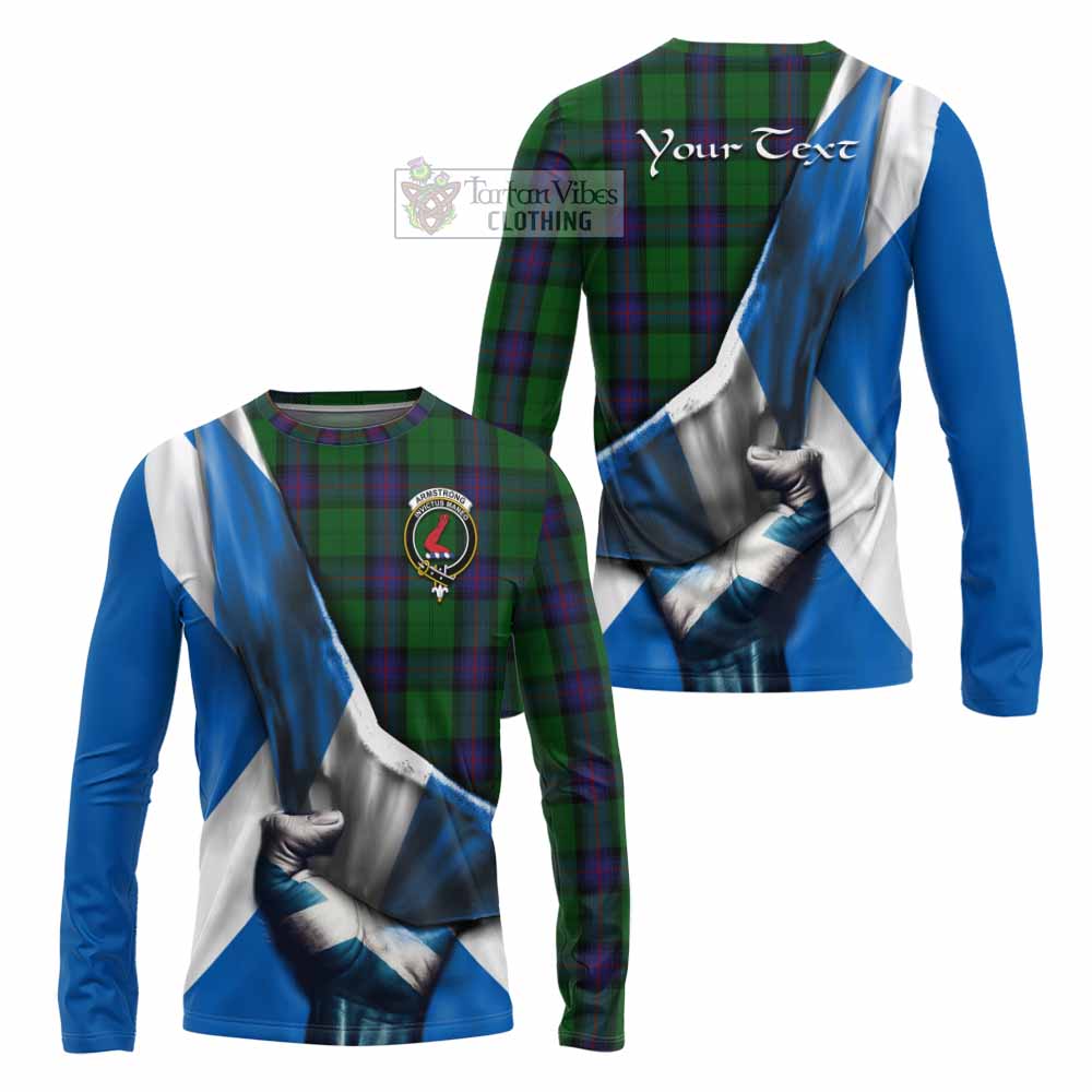 Tartan Vibes Clothing Armstrong Tartan Long Sleeve T-Shirt with Family Crest Scotland Patriotic Style