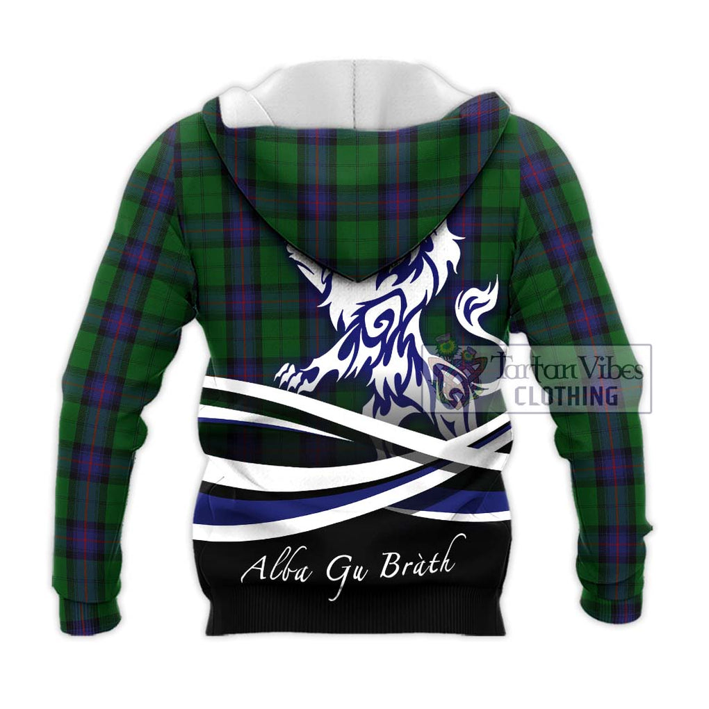 Armstrong Tartan Knitted Hoodie with Alba Gu Brath Regal Lion Emblem - Tartanvibesclothing Shop