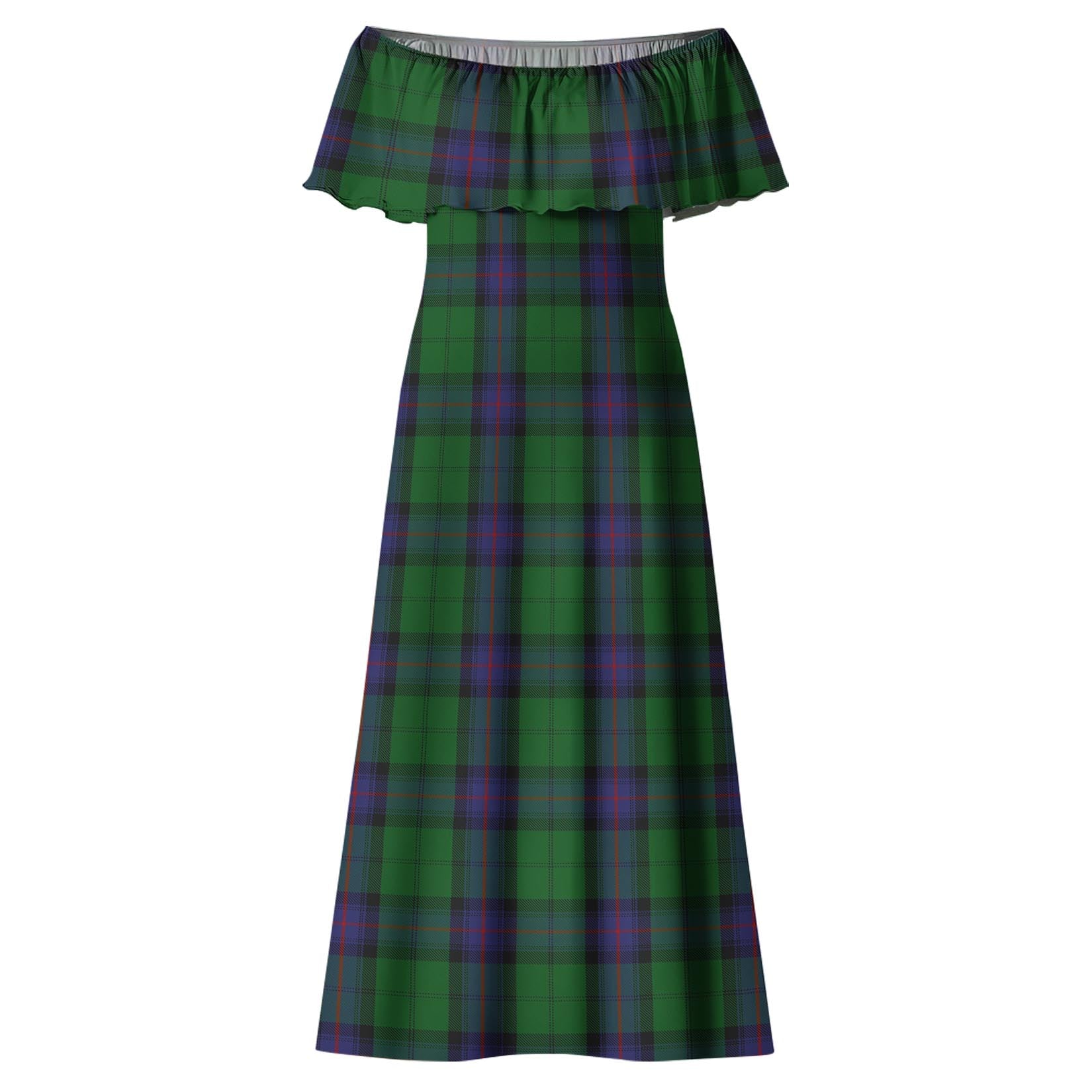 Armstrong Tartan Off Shoulder Long Dress - Tartanvibesclothing