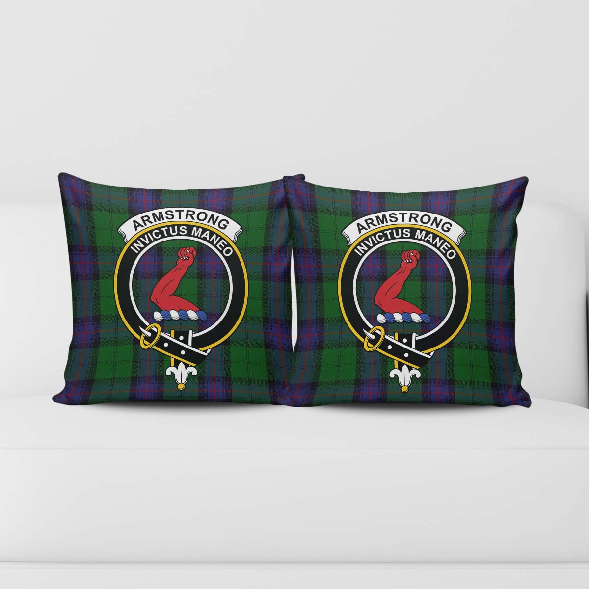 Armstrong Tartan Pillow Cover with Family Crest - Tartanvibesclothing