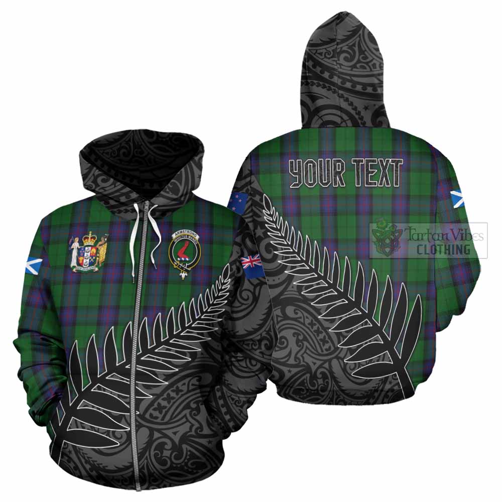 Tartan Vibes Clothing Armstrong Crest Tartan Hoodie with New Zealand Silver Fern Half Style