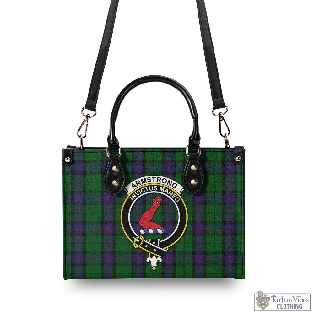 Tartan Vibes Clothing Armstrong Tartan Luxury Leather Handbags with Family Crest