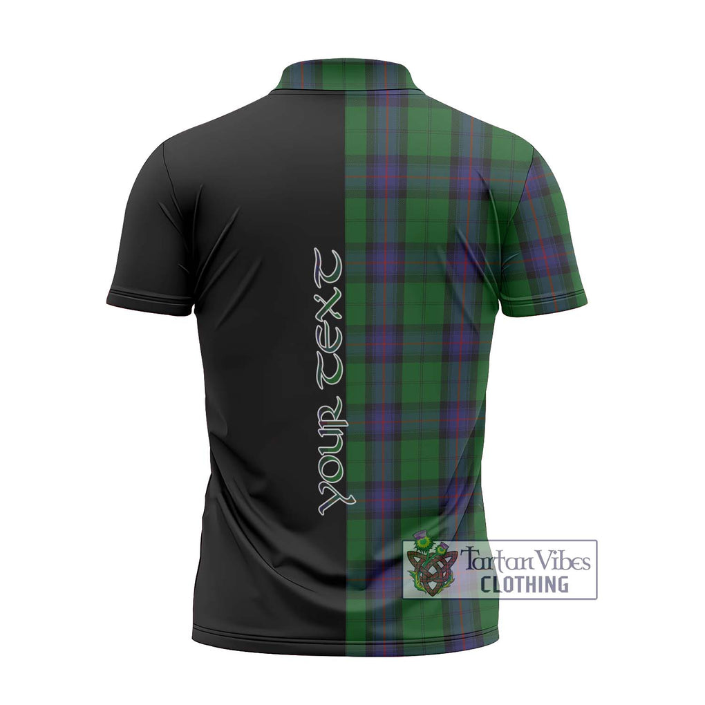 Armstrong Tartan Zipper Polo Shirt with Family Crest and Half Of Me Style - Tartanvibesclothing Shop