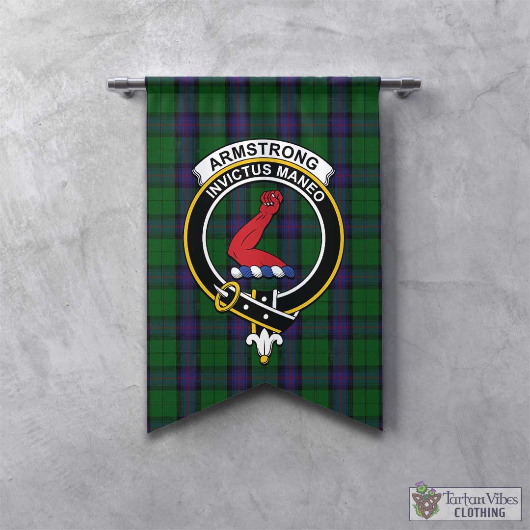 Tartan Vibes Clothing Armstrong Tartan Gonfalon, Tartan Banner with Family Crest