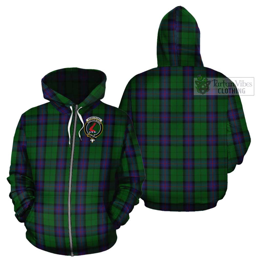 Armstrong Tartan Cotton Hoodie with Family Crest Zip Hoodie - Tartan Vibes Clothing