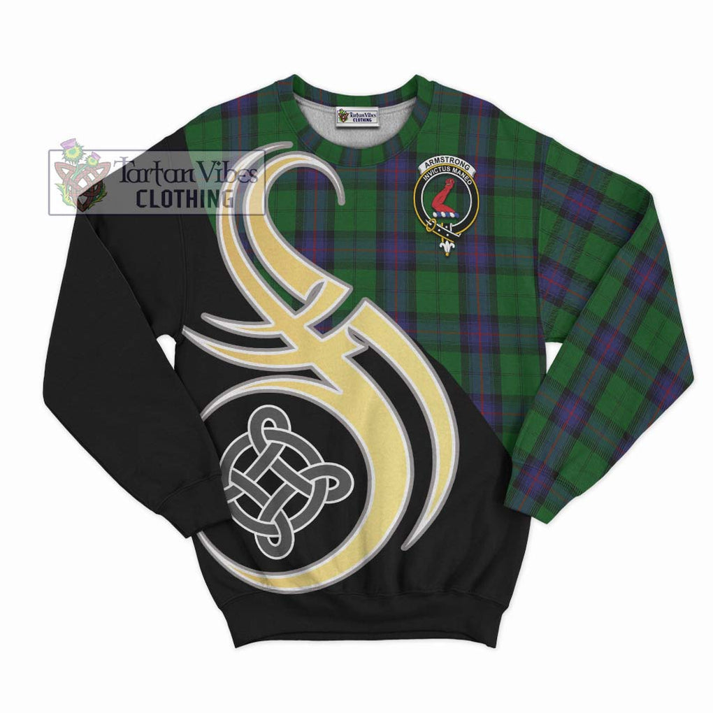 Armstrong Tartan Sweatshirt with Family Crest and Celtic Symbol Style - Tartan Vibes Clothing