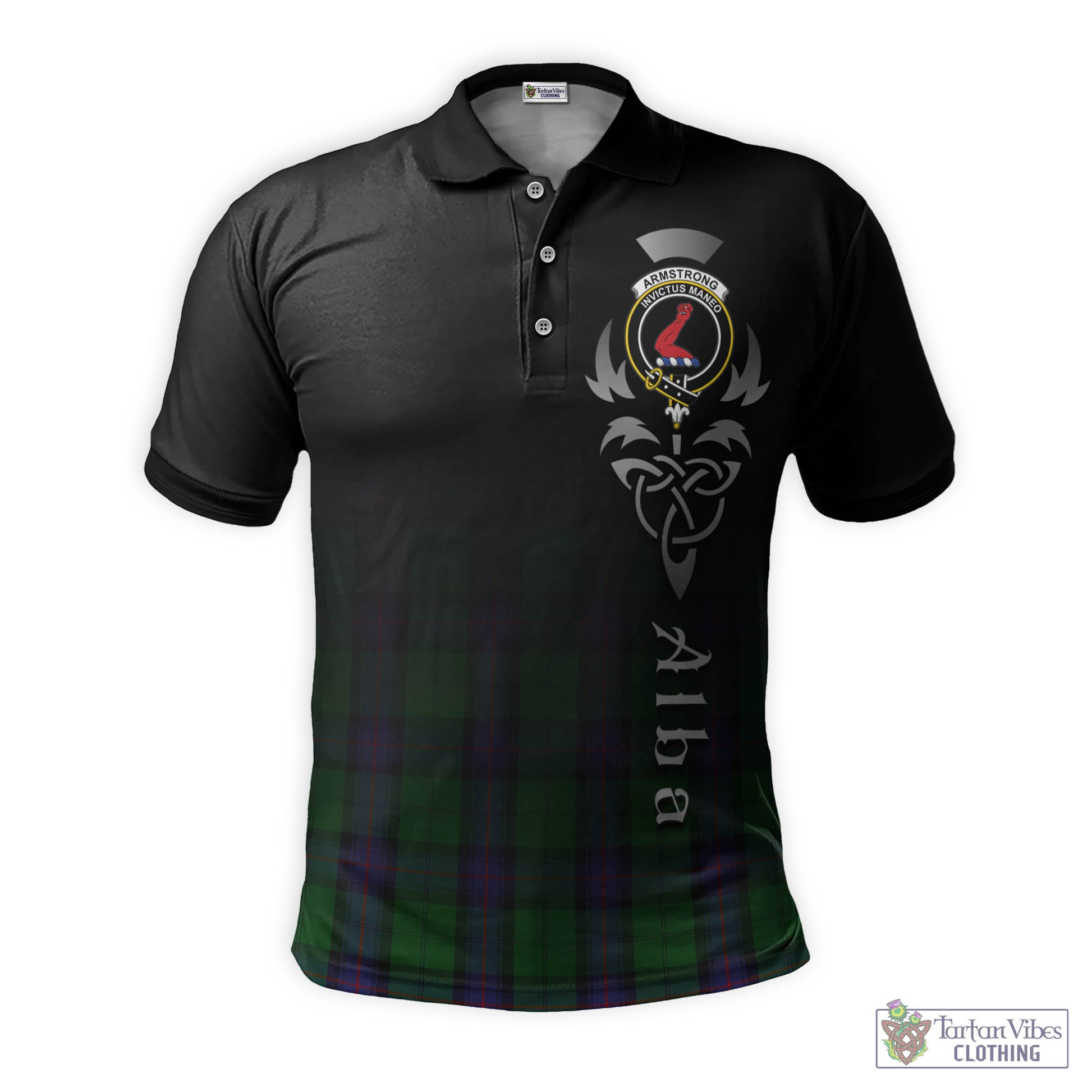 Tartan Vibes Clothing Armstrong Tartan Polo Shirt Featuring Alba Gu Brath Family Crest Celtic Inspired