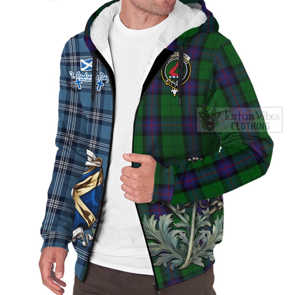 Tartan Vibes Clothing Armstrong Tartan Sherpa Hoodie Happy St. Andrew's Day Half Tartan Style