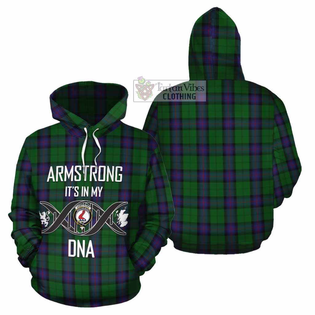 Tartan Vibes Clothing Armstrong Tartan Cotton Hoodie with Family Crest DNA In Me Style