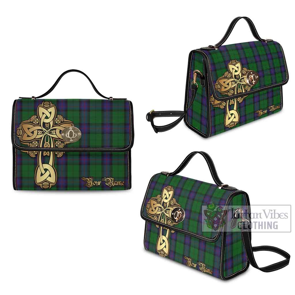 Tartan Vibes Clothing Armstrong Tartan Waterproof Canvas Bag Golden Thistle Celtic Cross Style