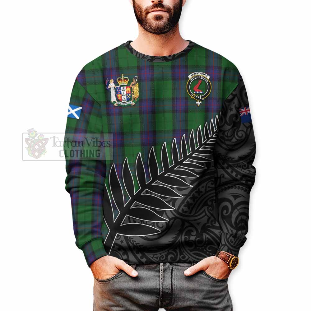 Tartan Vibes Clothing Armstrong Crest Tartan Sweatshirt with New Zealand Silver Fern Half Style