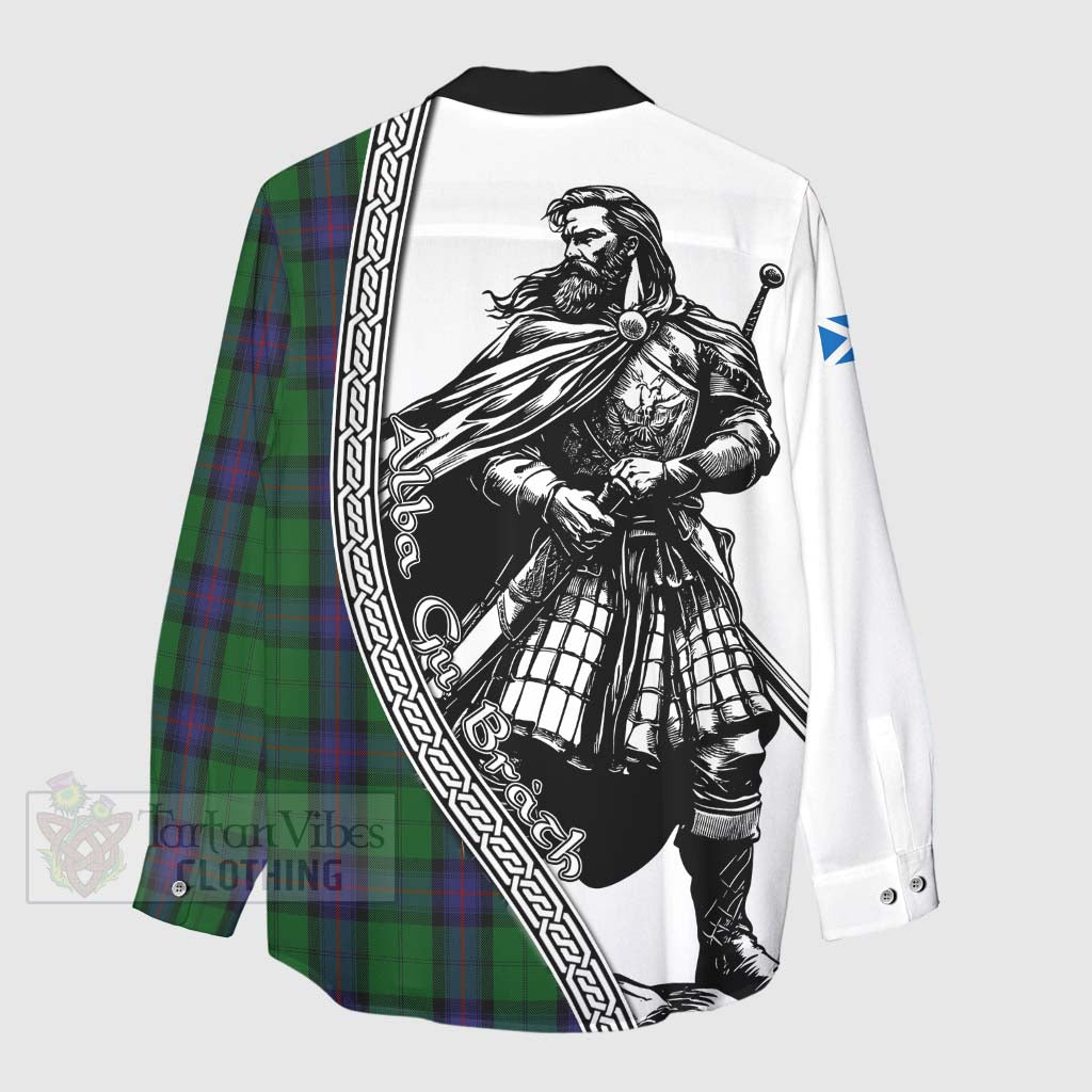 Tartan Vibes Clothing Armstrong Tartan Clan Crest Women's Casual Shirt with Highlander Warrior Celtic Style