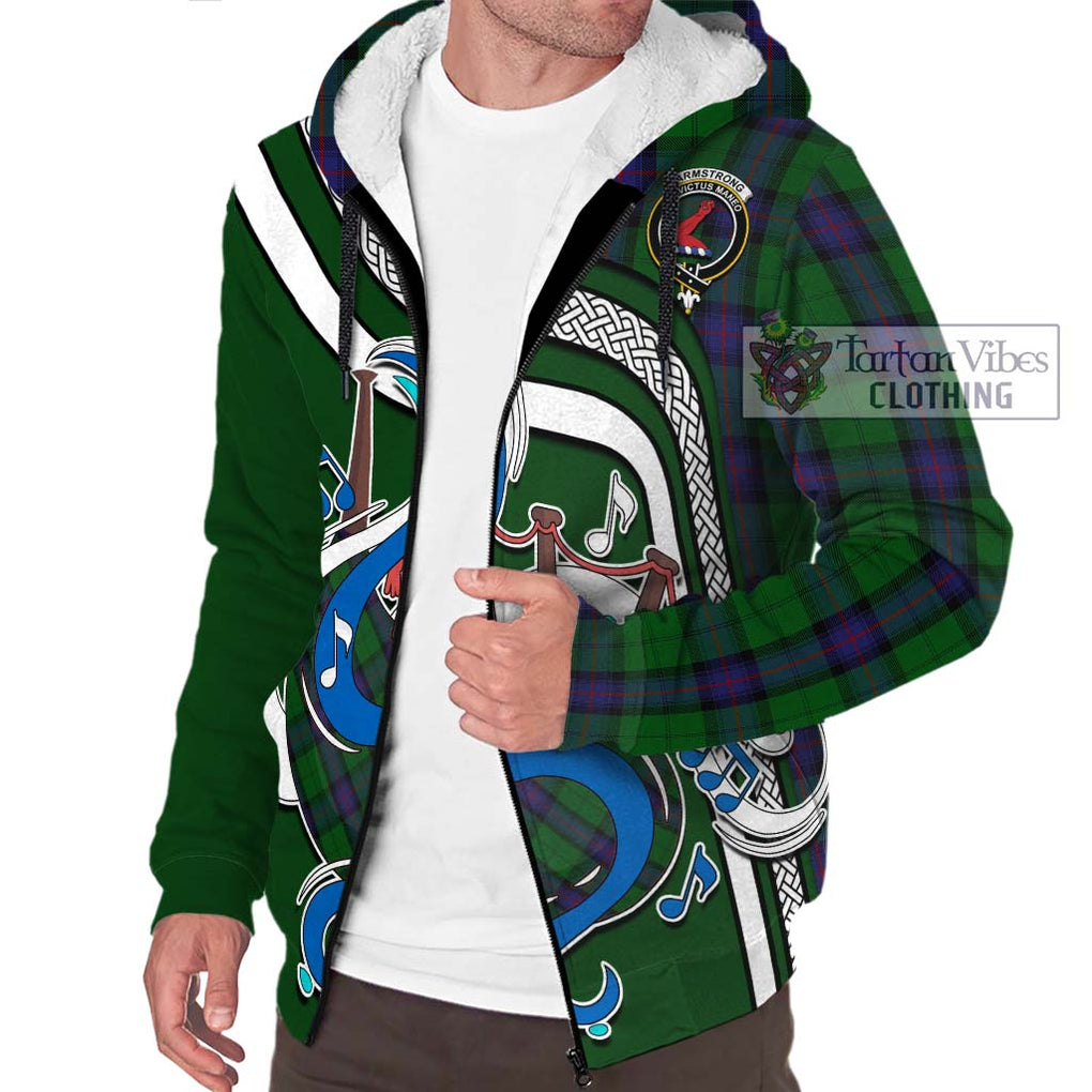 Armstrong Tartan Sherpa Hoodie with Epic Bagpipe Style Unisex - Tartanvibesclothing Shop