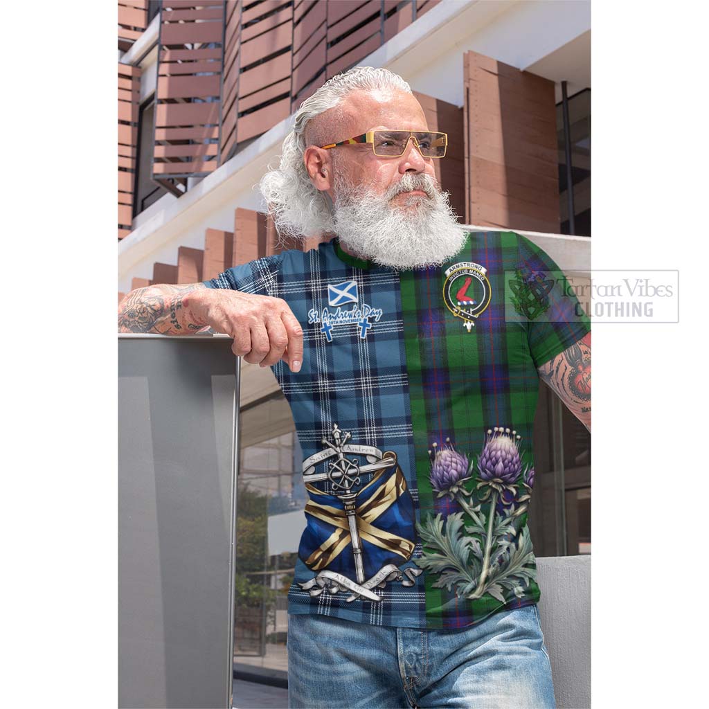 Tartan Vibes Clothing Armstrong Tartan Cotton T-shirt Happy St. Andrew's Day Half Tartan Style