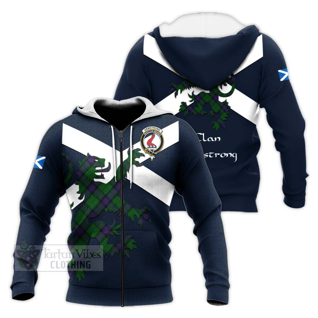 Tartan Vibes Clothing Armstrong Tartan Lion Rampant Knitted Hoodie – Proudly Display Your Heritage with Alba Gu Brath and Clan Name