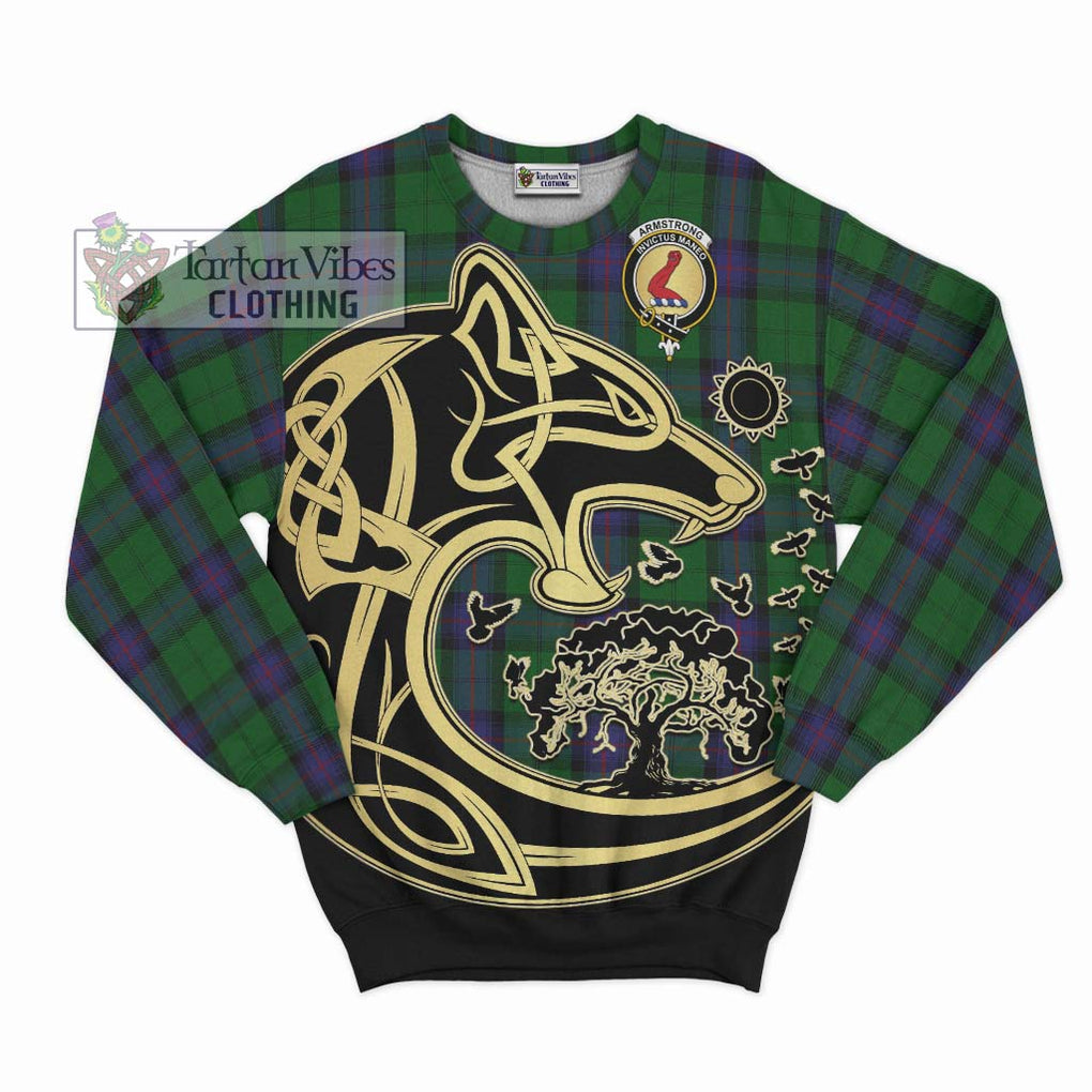 Armstrong Tartan Sweatshirt with Family Crest Celtic Wolf Style - Tartan Vibes Clothing