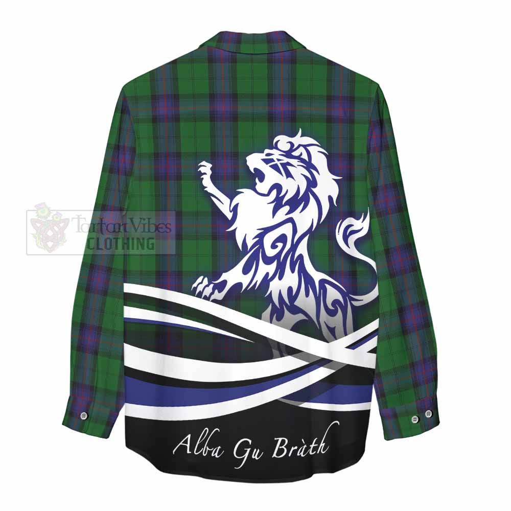 Tartan Vibes Clothing Armstrong Tartan Women's Casual Shirt with Alba Gu Brath Regal Lion Emblem