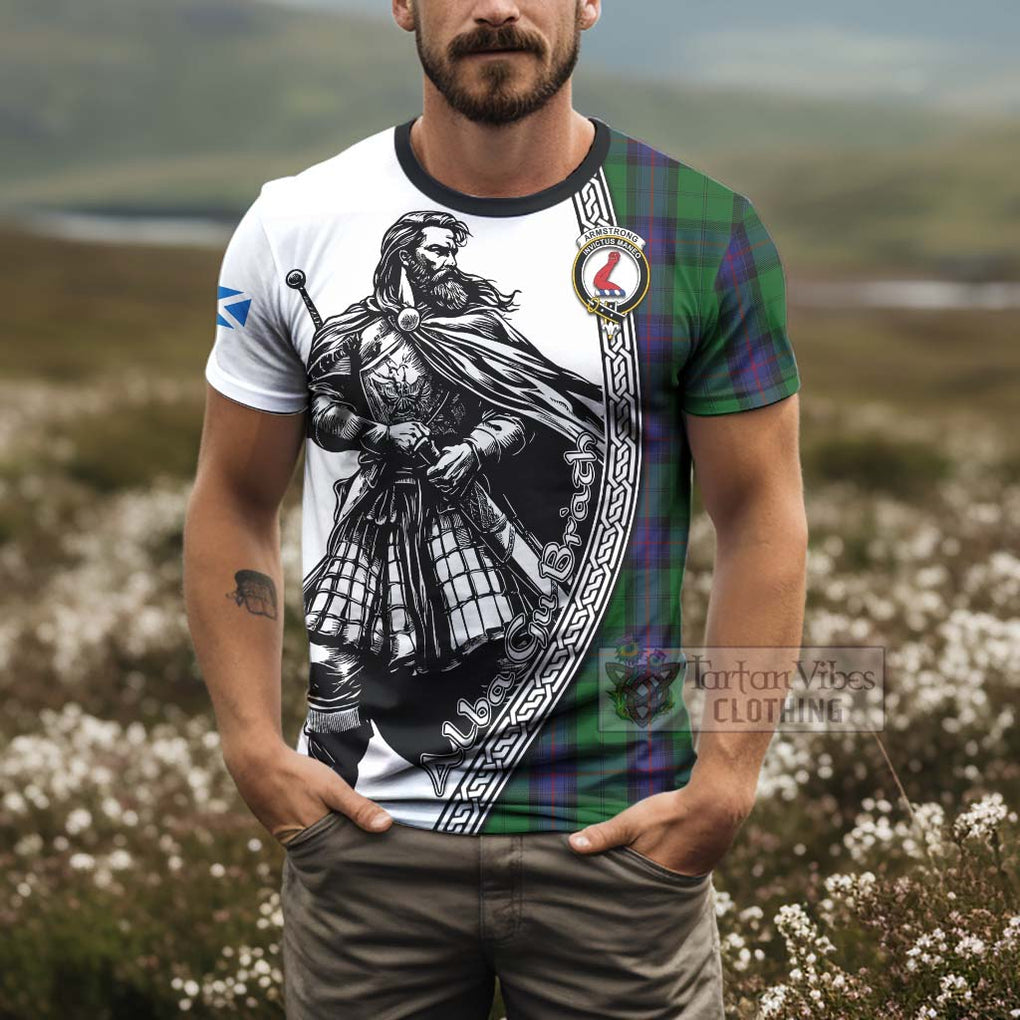 Tartan Vibes Clothing Armstrong Tartan Clan Crest T-Shirt with Highlander Warrior Celtic Style