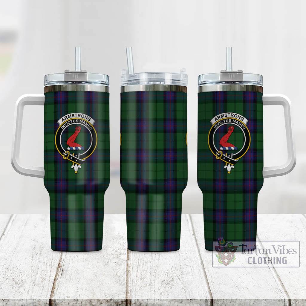 Tartan Vibes Clothing Armstrong Tartan and Family Crest Tumbler with Handle