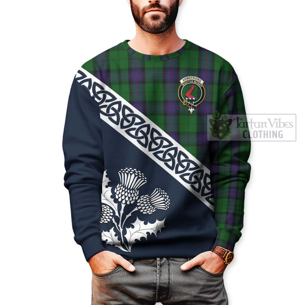 Tartan Vibes Clothing Armstrong Tartan Sweatshirt Featuring Thistle and Scotland Map