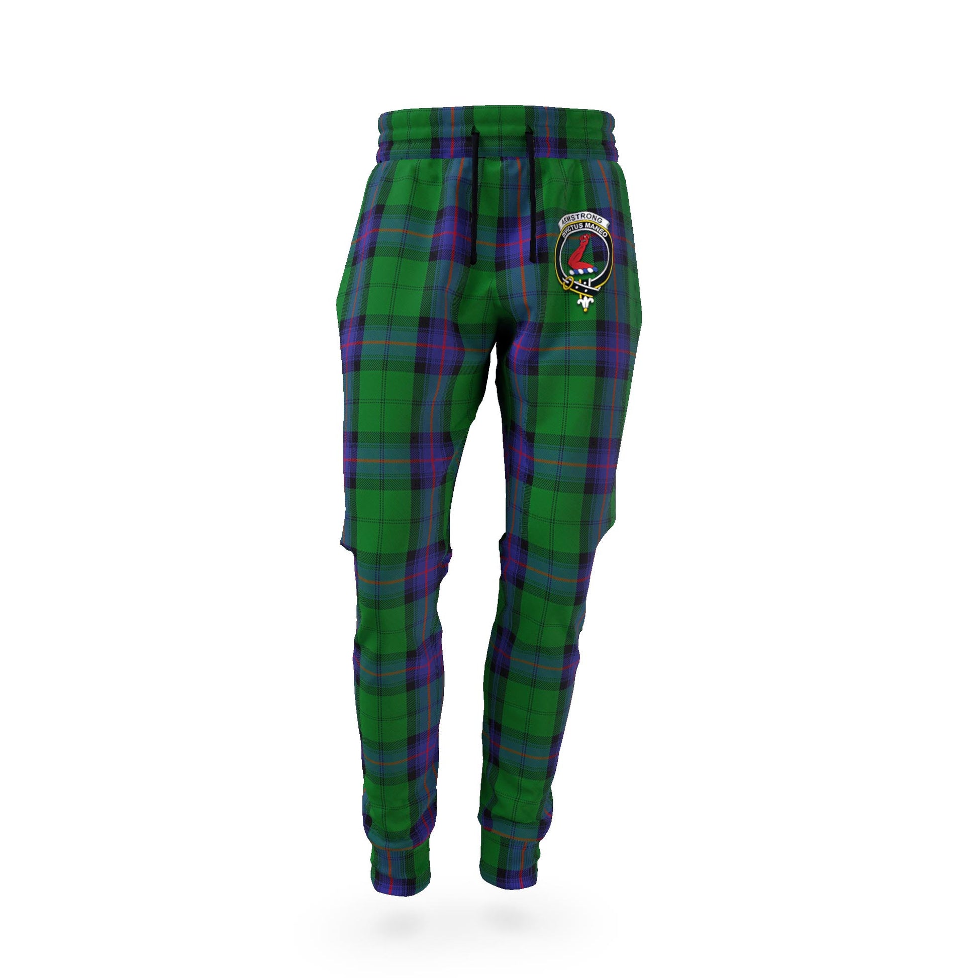 Armstrong Tartan Joggers Pants with Family Crest - Tartan Vibes Clothing