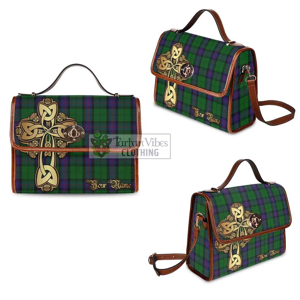 Tartan Vibes Clothing Armstrong Tartan Waterproof Canvas Bag Golden Thistle Celtic Cross Style