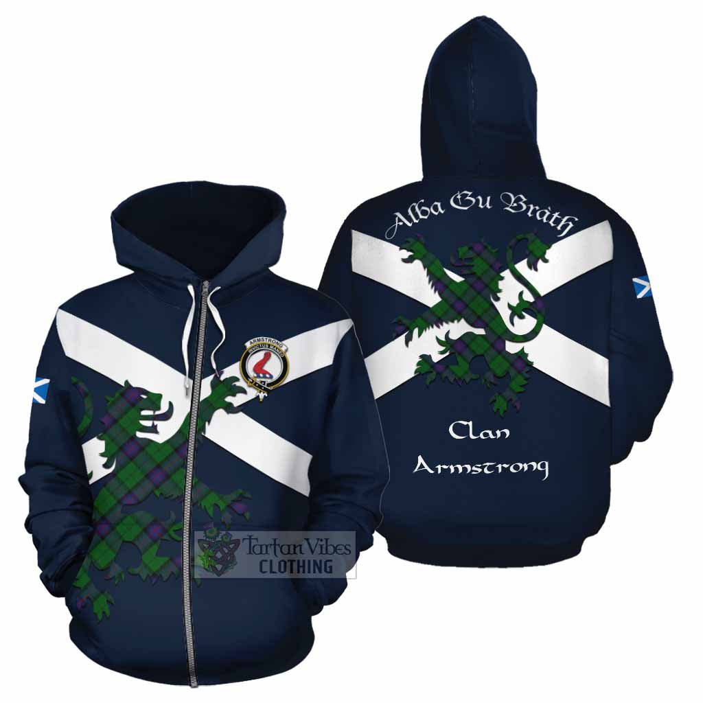 Tartan Vibes Clothing Armstrong Tartan Lion Rampant Cotton Hoodie Proudly Display Your Heritage with Alba Gu Brath and Clan Name